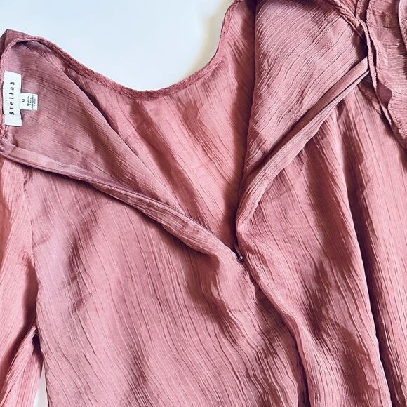 Stellah dusty pink/rose layered semi-sheer exaggerated ruffle bell sleeve blouse - Picture 9 of 12